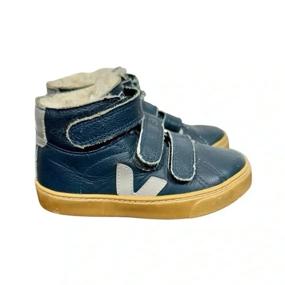 VEJA Esplar Mid Top Fur Lined Shearling Leather Sneakers Nautico PLEASE READ - Picture 6 of 11